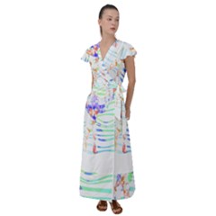 Camel Art T- Shirtcamel T- Shirt Flutter Sleeve Maxi Dress by maxcute