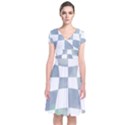 Checkerboard T- Shirt Psychedelic Watercolor Check Aqua T- Shirt Short Sleeve Front Wrap Dress View1