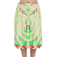 Circle Design T- Shirt Abstract Red Green Yellow Ornamental Circle Design T- Shirt Velvet Flared Midi Skirt by maxcute