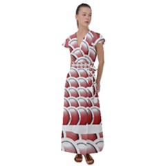 Circles Pattern T- Shirt Red Circles Pattern T- Shirt Flutter Sleeve Maxi Dress by maxcute