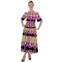 Colorful Flowers Pattern T- Shirt Colorful Wild Flowers T- Shirt Shoulder Straps Boho Maxi Dress  by maxcute