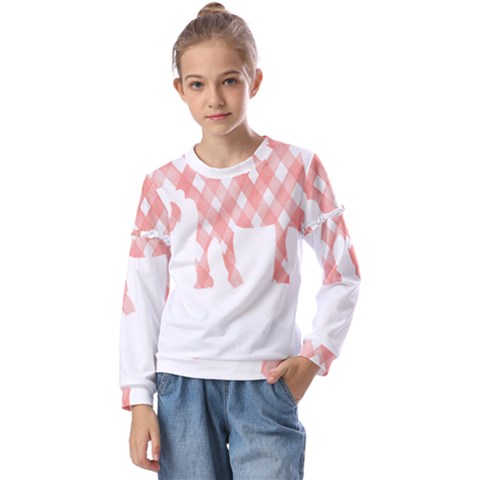 Elephant T- Shirt Pink Elephant T- Shirt Kids  Long Sleeve Tee With Frill  by maxcute