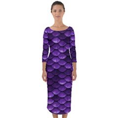 Purple Scales! Quarter Sleeve Midi Bodycon Dress by fructosebat