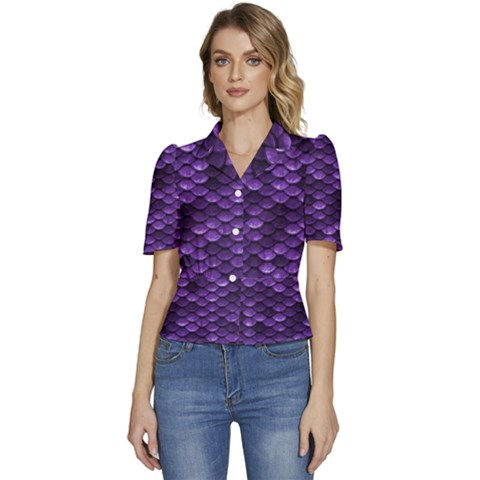 Purple Scales! Puffed Short Sleeve Button Up Jacket by fructosebat
