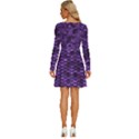 Purple Scales! Long Sleeve Wide Neck Velour Dress View4