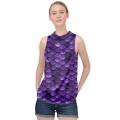 Purple Scales! High Neck Satin Top by fructosebat