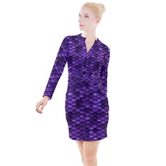Purple Scales! Button Long Sleeve Dress by fructosebat