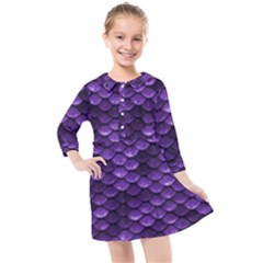 Purple Scales! Kids  Quarter Sleeve Shirt Dress by fructosebat