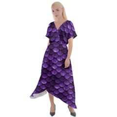 Purple Scales! Cross Front Sharkbite Hem Maxi Dress by fructosebat