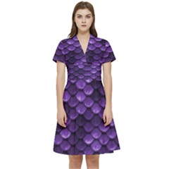 Purple Scales! Short Sleeve Waist Detail Dress by fructosebat