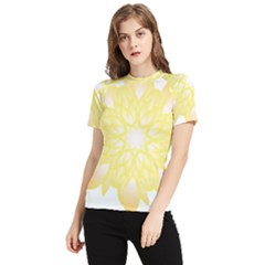 Flower Design T- Shirt Beautiful And Artistic Golden Flower T- Shirt Women s Short Sleeve Rash Guard by maxcute