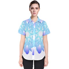 Flower Illustration T- Shirt Beautiful And Artistic Blue Flower T- Shirt Women s Short Sleeve Shirt