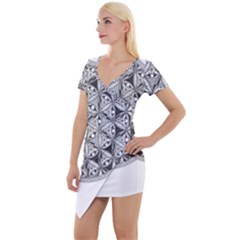 Flower Of Life T- Shirt Flower Of Life Mandala T- Shirt Short Sleeve Asymmetric Mini Dress by maxcute