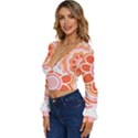 Flower T- Shirt Flower Granny Square T- Shirt Long Sleeve Deep-V Velour Top View2