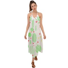 Flowers Art T- Shirtflowers T- Shirt (12) Halter Tie Back Dress  by maxcute