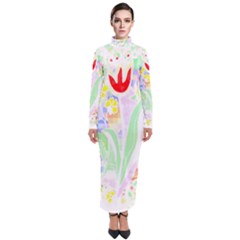 Flowers Art T- Shirtflowers T- Shirt (13) Turtleneck Maxi Dress by maxcute