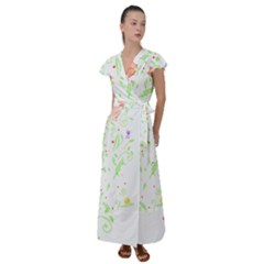 Flowers Art T- Shirtflowers T- Shirt (19) Flutter Sleeve Maxi Dress by maxcute