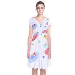 Flowers Art T- Shirtflowers T- Shirt (3) Short Sleeve Front Wrap Dress by maxcute