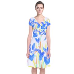 Flowers Art T- Shirtflowers T- Shirt (8) Short Sleeve Front Wrap Dress by maxcute