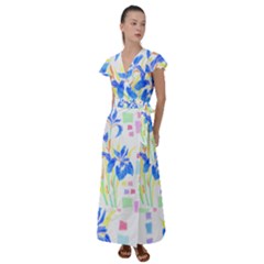 Flowers Art T- Shirtflowers T- Shirt (8) Flutter Sleeve Maxi Dress by maxcute