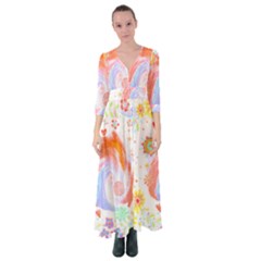 Flowers Blooming T- Shirt Coming Through  T- Shirt Button Up Maxi Dress by maxcute