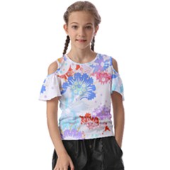 Flowers Illustration T- Shirt Sunshine Blossoms Kids  Butterfly Cutout Tee by maxcute