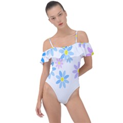 Flowers Illustration T- Shirtflowers T- Shirt (9) Frill Detail One Piece Swimsuit by maxcute