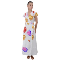 Flowers T- Shirtflowers T- Shirt (3) Flutter Sleeve Maxi Dress by maxcute