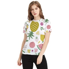 Fruits T- Shirt Funny Summer Fruits Collage Fruit Bright Colors T- Shirt Women s Short Sleeve Rash Guard by maxcute