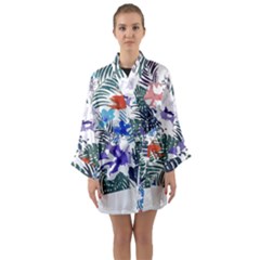 Hawaii T- Shirt Hawaii Flourish Pattern T- Shirt Long Sleeve Satin Kimono by maxcute