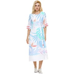 Hawaii T- Shirt Hawaii Flowers Creative T- Shirt Double Cuff Midi Dress by maxcute