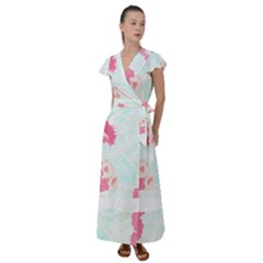 Hawaii T- Shirt Hawaii Lis Flowers Trend T- Shirt Flutter Sleeve Maxi Dress by maxcute