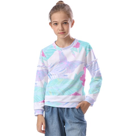 Hawaii T- Shirt Hawaii Umbelifloral Pattern T- Shirt Kids  Long Sleeve Tee With Frill  by maxcute