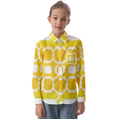 Yellow Seamless Pattern Kids  Long Sleeve Shirt by Ravend