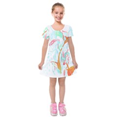 Lotus Flower T- Shirt Lotus Fantasy T- Shirt Kids  Short Sleeve Velvet Dress by maxcute