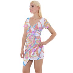 Mandala T- Shirt Tailed Mandala T- Shirt Short Sleeve Asymmetric Mini Dress by maxcute