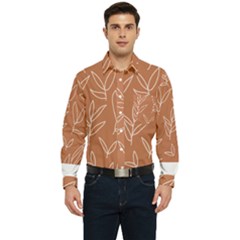 Pattern T- Shirtfloral Leaves Grid Pattern 1 T- Shirt Men s Long Sleeve Pocket Shirt 