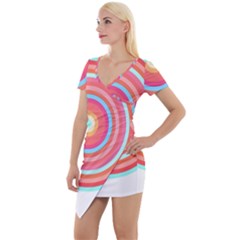 Pop Art T- Shirt Pop Mod Circles #4 T- Shirt Short Sleeve Asymmetric Mini Dress by maxcute