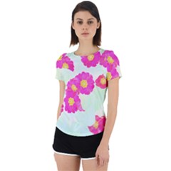 Primrose T- Shirt Pink Primula Primrose Flower Design T- Shirt Back Cut Out Sport Tee by maxcute