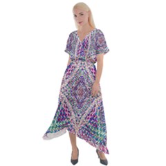 Psychedelic Pattern T- Shirt Psychedelic Pastel Fractal All Over Pattern T- Shirt Cross Front Sharkbite Hem Maxi Dress by maxcute