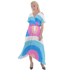 Rainbow T- Shirt Aqua Double Rainbow Arc T- Shirt Cross Front Sharkbite Hem Maxi Dress by maxcute