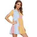 Rainbow T- Shirt Blue Rainbow Arc With Sun T- Shirt Tiered Short Sleeve Babydoll Dress View2