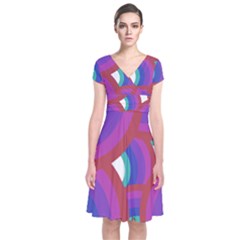 Rainbow T- Shirt Psychedelic Rainbow T- Shirt Short Sleeve Front Wrap Dress by maxcute