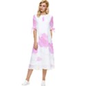 Roses T- Shirt Roses Life Pattern T- Shirt Bow Sleeve Chiffon Midi Dress View1