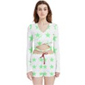 Stars T- Shirt Star Pattern - Green T- Shirt Velvet Wrap Crop Top and Shorts Set View1