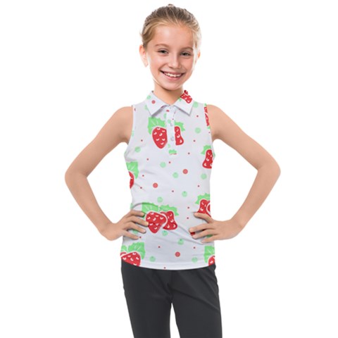 Strawberry T- Shirt S T R A W B E R R Y P A T T E R N T- Shirt Kids  Sleeveless Polo Tee by maxcute