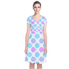 Sugar T- Shirt Pastel Lollipop Candy Pattern T- Shirt Short Sleeve Front Wrap Dress by maxcute