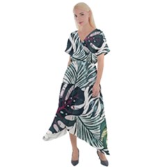 Tropic T- Shirt Tropic Botanicals T- Shirt Cross Front Sharkbite Hem Maxi Dress by maxcute