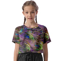 Green Purple And Blue Peacock Feather Kids  Basic Tee