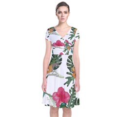 Tropical T- Shirt Tropical Graceful Anomaliflor T- Shirt Short Sleeve Front Wrap Dress by maxcute